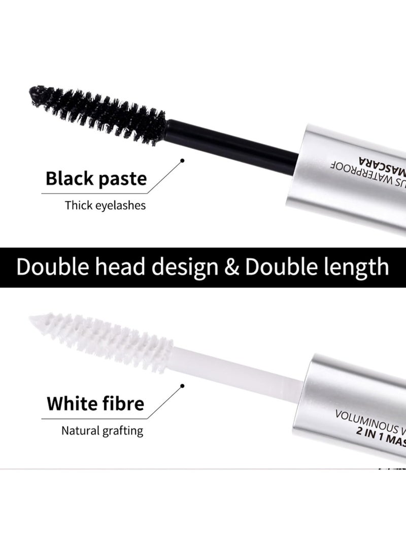 SHEBEEDO Double Extension Mascara & Eyelash Primer 2 in 1 - Black Mascara Lengthening & Volumising with White Mascara Primer for Natural Curled Lashes, Waterproof Smudge-Proof Formula for Daily Makeup - Image 4
